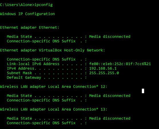 cmd hacking command ipconfig