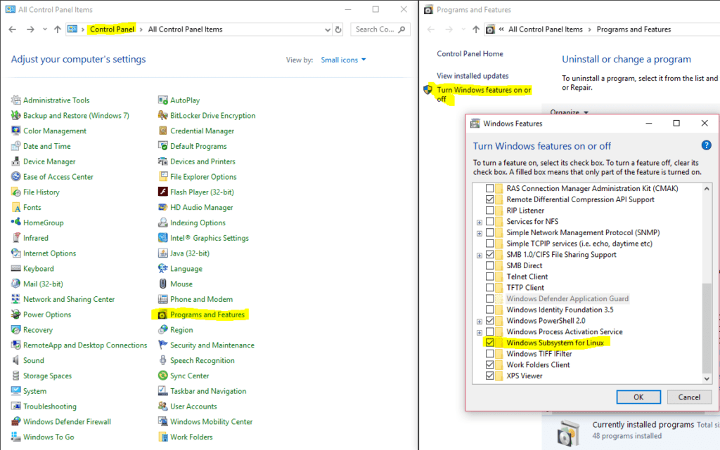 how to enable windows setting to linux install without software 1