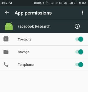 facebook resarch app prmission example