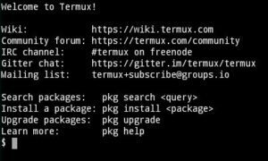 termux welcome screen