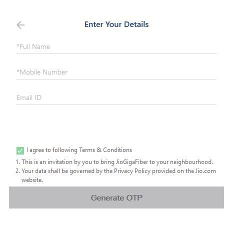 Jio GigaFiber Registration