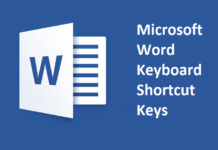 Microsoft Word Keyboard Shortcut Keys List